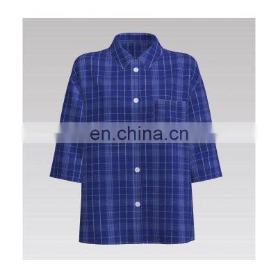 Горячая продажа! Синяя узорчатая пряно-оттеночная поплин из 100% хлопка для рубашек photo-2