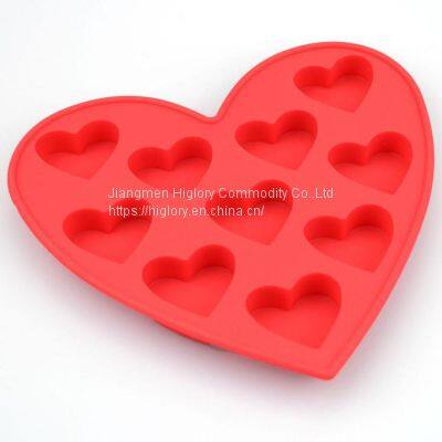 3D DIY Kitchen Accessories Fondant Candy Cake Chocolate Silicone Baking Mold 10 Cavity Love Heart Shaped Breakable Silicone Mold