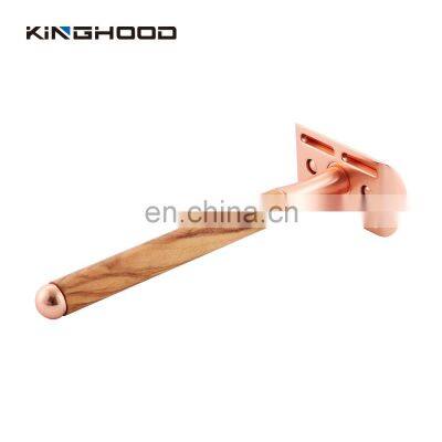 Manual Metal Head Men's Safety Shaving Razor In Wooden Handle photo-2