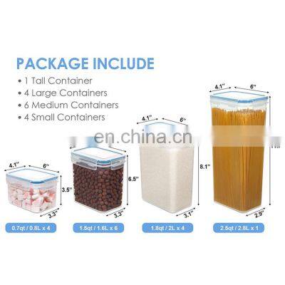 Wholesale 15Piece Airtight Stackable Plastic Storage Boxes Bins Dry Cereal Food Storage Containers Set photo-2
