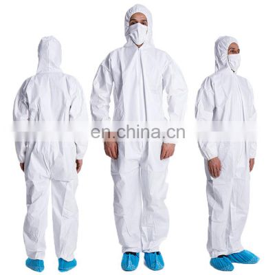 disposable waterproof industrial coverall microporus breathable hazmat suit coverall chemical work