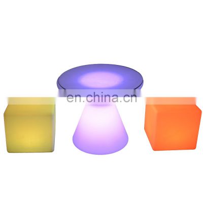 garden outdoor decor led cube chair light bar sofa plastic cube stool sedia quadrata