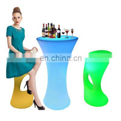 cocktail tables and chairs /Luminous Glowing Plastic Color Change Bar Tables and Chairs illuminated led bar high barstool chair