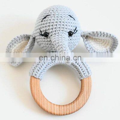 Cuties Crochet Amigurumi Fox Doll Rattle Set Baby Gift Elephant Wooden Teether Ring Kid's Toy Vietnam Supplier Cheap Wholesale photo-3