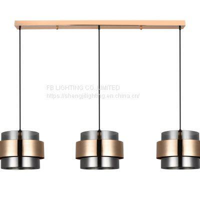 Modern Glass Hanging Lamp Restaurant Coffee Bar Suspension Lighting Fixture SATIN NICKEL Iron SMOKING Glass Shade Creative Pendant Light Chandelier