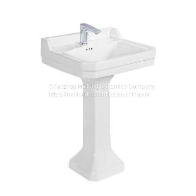CUPC Bathroom 30 Inches 77cm Rectangle Ceramic Pedestal Sink With Backsplash