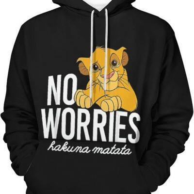 Unisex Lion King Simba Hoodie Print Pullover Hooded Sweatshirt with Big Pockets