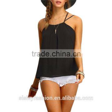 New Summer Style 2016 Women Cami Tops Sleeveless Crisscross Back Chiffon Camisole T002