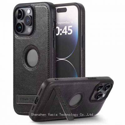 China supplier wholesale Custom Logo leather phone cases iphone 12 13 Anti shock with holder