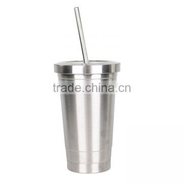 Factory made 400 ml stainless steal straw tumbler