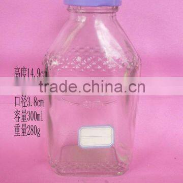 300ml glass juice bottle, 300ml glass beverage bottle with cap