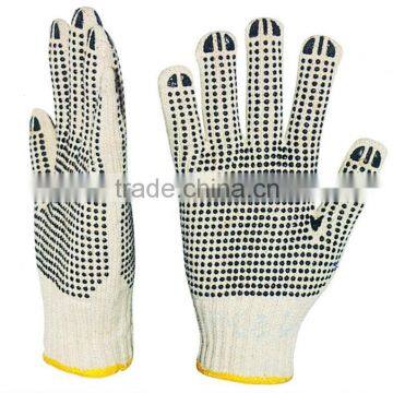 two sides pvc dotted cotton working glove