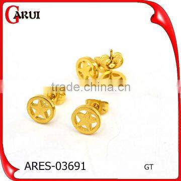 China jewelry gold stainless steel 18K plate star stud earrings