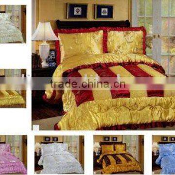 3Pcs Satin Embroidery Comforter Set