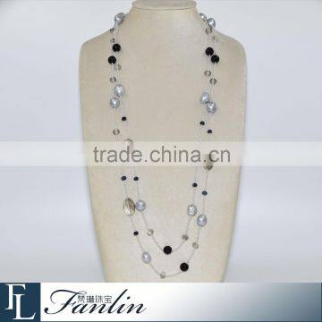 Two-strand irregular freshwater pearl necklace