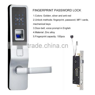 Smart digital touch screen digital key lock biometric fingerprint door lock