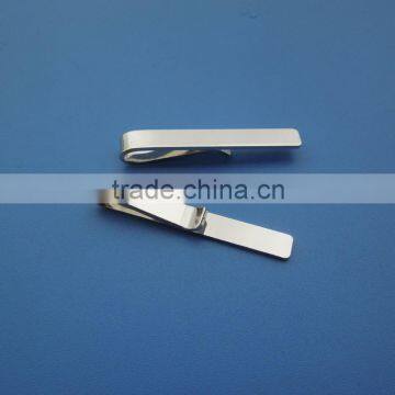 Brass Curved Blank Mens Tie Clip Tie Bar Set Brushed Silver in Gift Box photo-2