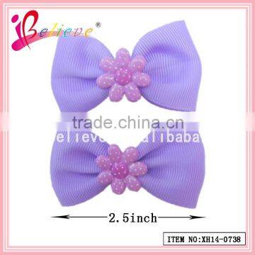 Wholesale korean grosgrain hair bow plastic hair clip for kids