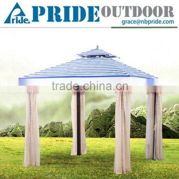 3X3M Blue Stripes Garden Canopy With Mesh Insect Screen Waterproof Canvas Patio Gazebo