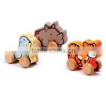 Wooden mini animal car toys,wooden wheel toy