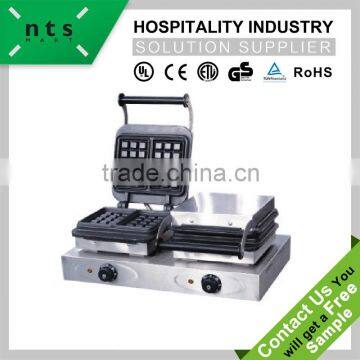 fast food restaurant enamel coating 2 plate electric stainless steel waffle baker