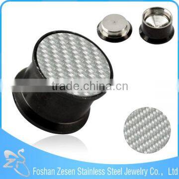 Foshan manufacturer body piercing black titanium anodized carbon fiber ear plug
