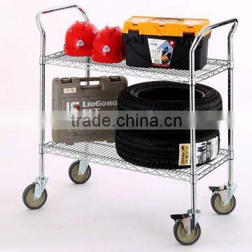 2 Tier Chrome Wire Shelving Carts