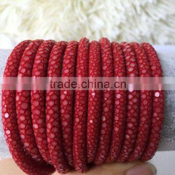 Genuine Polished Stingray Skin Cord Fresh Red Color Skin Leather Rope for Bracelet