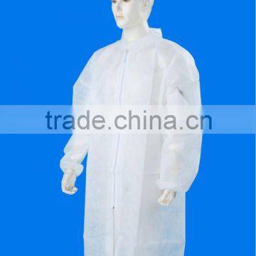 Disposable Non-woven Lab Coat with Single Collar and Front Buttons