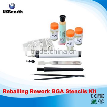 Direct Heat Stencil Game consoles 19 pcs + solder balls, flux, scraper, brush, tweezer BGA reballing kit