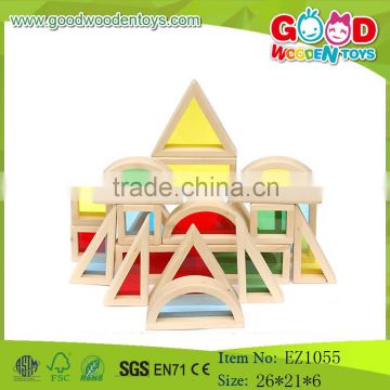 2015 New Design Handmade Acrylic Wooden Rainbow Blocks Toys for Child OEM/ODM Castle Building Block set                        
                                                Quality Choice