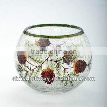 PINECONE HANDPAINTED CANDLEHOLDER, CHRISTMAS CANDLEHOLDER