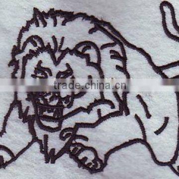 Company lion logos embroidery patches for shirts.