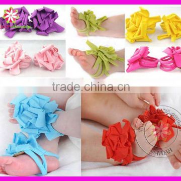 Baby Sandals/Barefoot Sandals/Barefoot Sandal Felt Flower/Baby shoes flowers