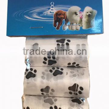 plastic dog waste bag packed 3 rolls