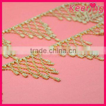 Hot sale gold metal and rhinestone cup chain for decorations WRC-206