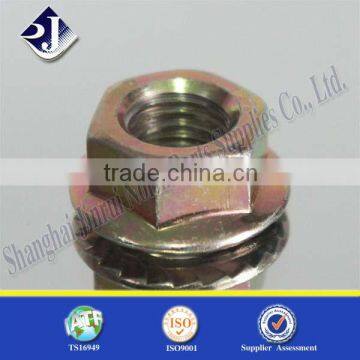 nuts and bolts manufacturers yellow zinc plated hex flange nut