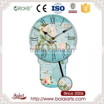 Vivid colorful European style blue dial white color flower design wall clock