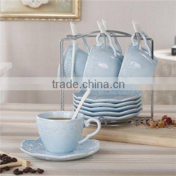 Bone Porcelain Glaze Ceramic Coffee Cups And Saucers Ceramic Tableware LS-2