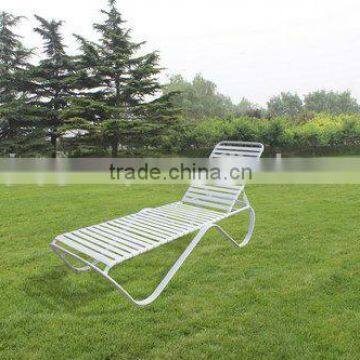 outdoor garden beach pool aluminum PVC strap stacking chaise lounge                        
                                                                                Supplier's Choice