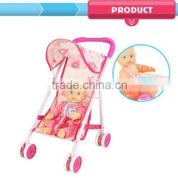 China Factory 2016 Baby Toys Child Toy Pet Stroller for Sale With Doll