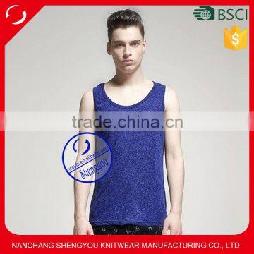 Custom Made Viscose Cotton Mens Melange Color Stringer Tank Top