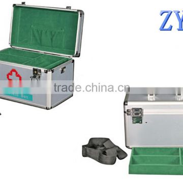 hot sell portable aluminum medical first aid box with shoulder strap and tray first aid kit box