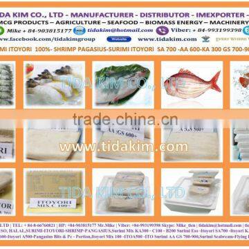 100% ITOYORI SURIMI- SHRIMP - PANGASIUS Mix KA300 AA 400 GS 600 700 TIDA KIM VIETNAM EXPORTER