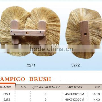 wooden handle round brush tampico brush