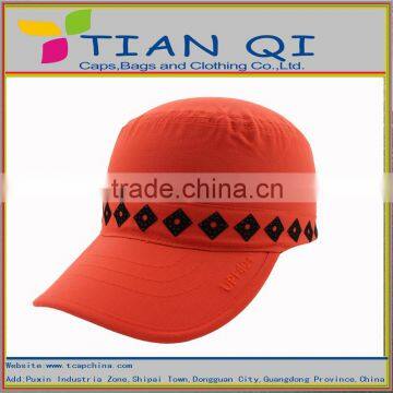 red cap with printing rhombus flat-top military cap