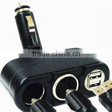 Charger Socket Car Charger Cigarette Lighter Socket Splitter and Dual USB Ouput For Cellphone, GPS