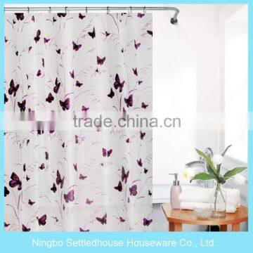 High quality and cheap PEVA Stripe Colorful butterfly Shower Curtains