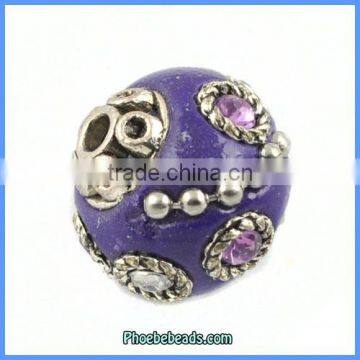 Wholesale Vintage Purple Indonesia Clay Beads With Crystals PCB-M100645