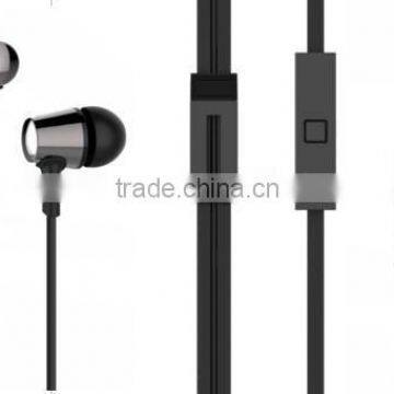 flat cable earphone /earbuds with mic for mobie phone accessory